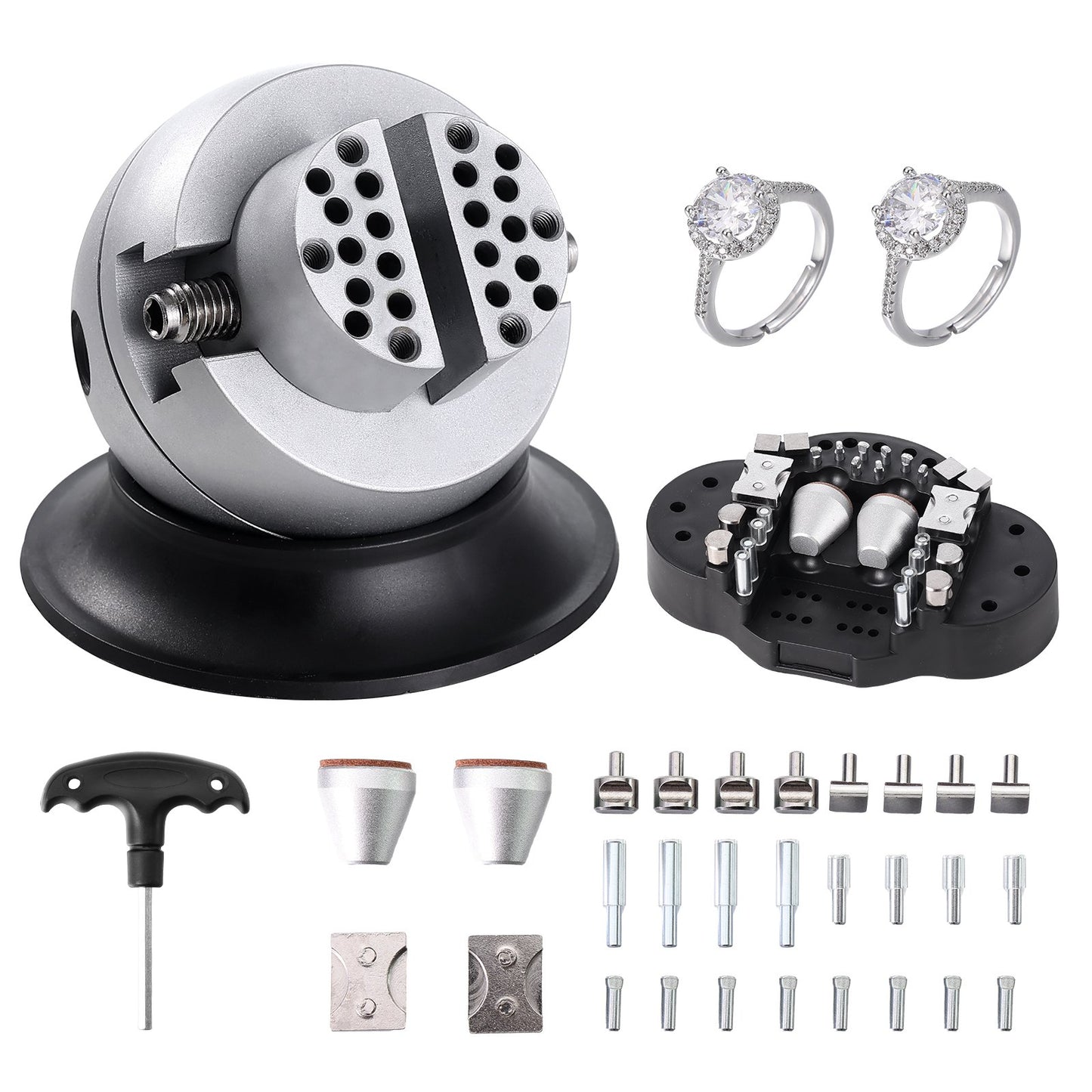 Ball Vise, Engraving Setting Tool,  Rotation Engraving Block Vise, 30 PCS Attachment Jewelry Engraving Block Tools Standard Block For Gemstone Inlay And Small-Scale Engraving