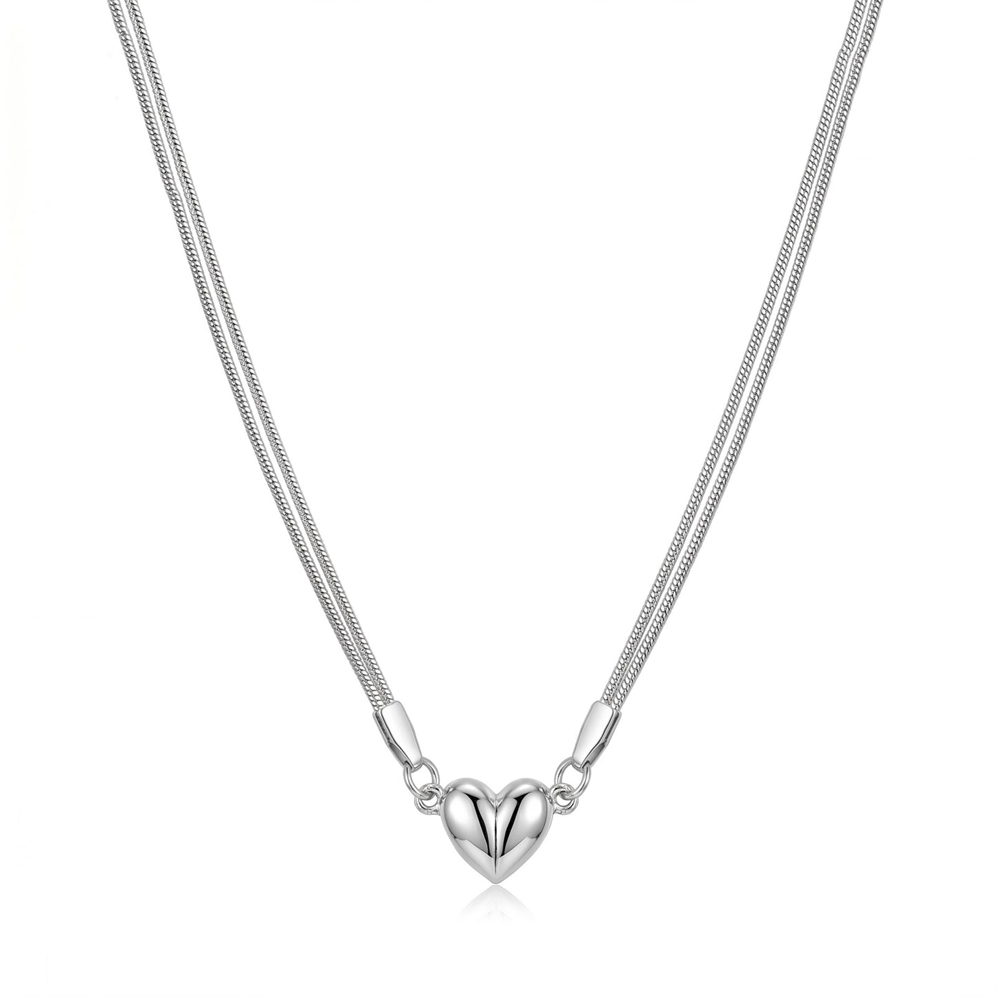 Magnetic Heart Necklace For Couples Stainless Steel Snake Chain Matching Relationship Necklaces Two Souls One Heart Magnet Pendant Jewelry Anniversary Gifts For Him Her