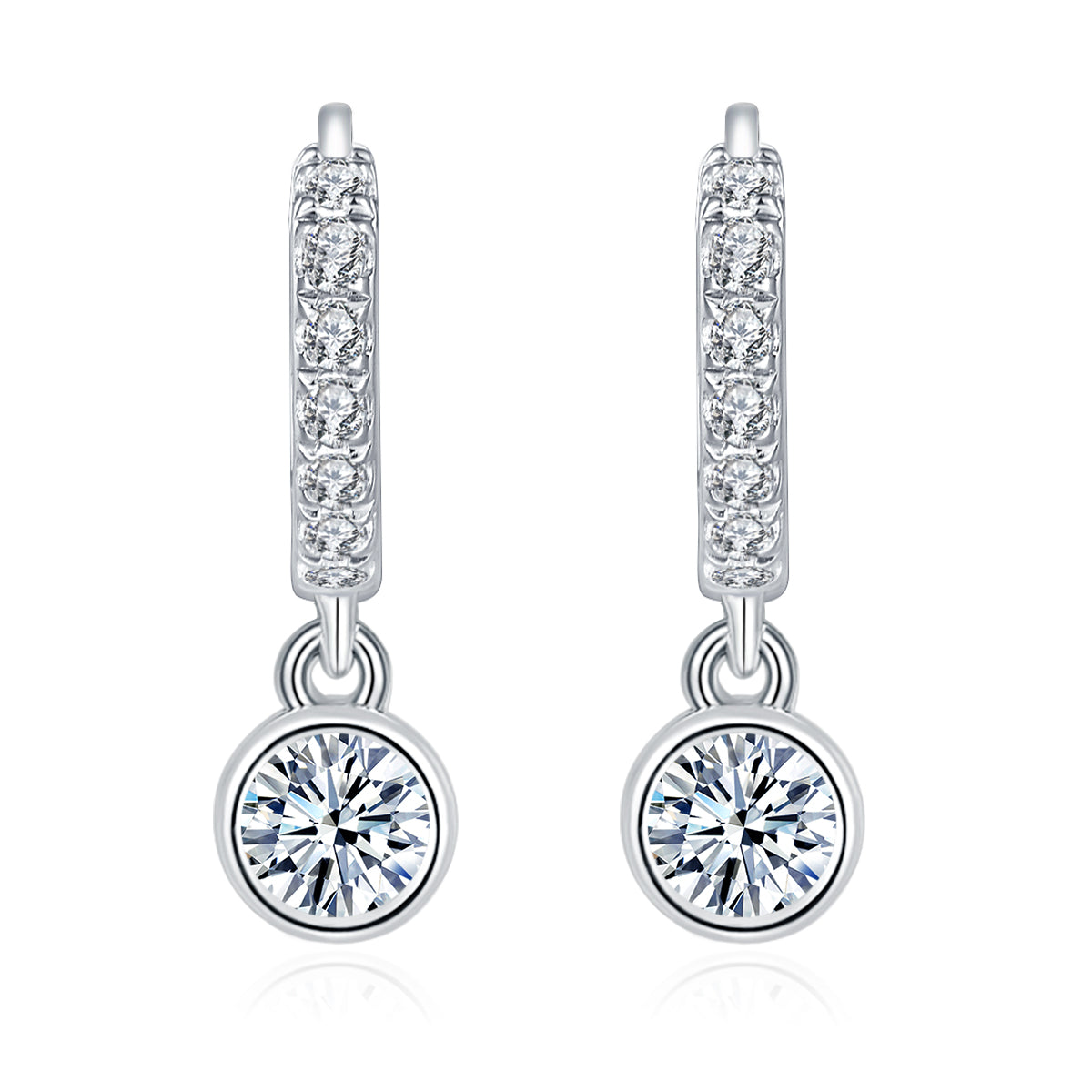S925 Sterling Silver Moissanite Hoop Earrings  Pave Huggie Hoop Dangle With GRA Certificate Platinum Plated Jewelry Gift Box Set For Women