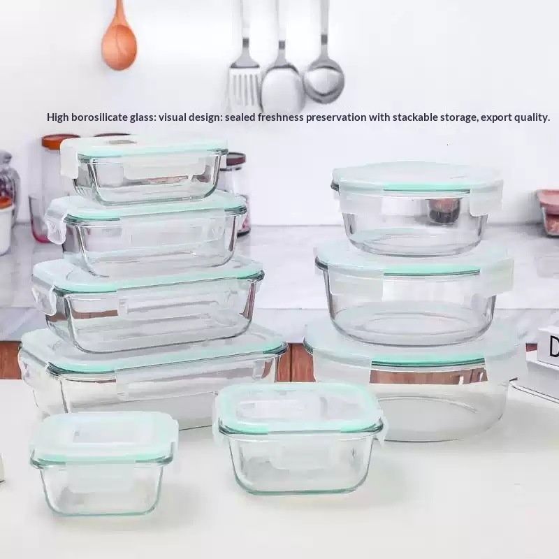 Cross-border Best-Selling High-Borosilicate Glass Lunch Box Set