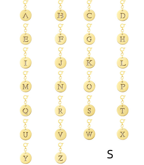 Titanium Steel Bracelet And Necklace Accessories 26-letter Charm Pendants Hand-polished In Gold