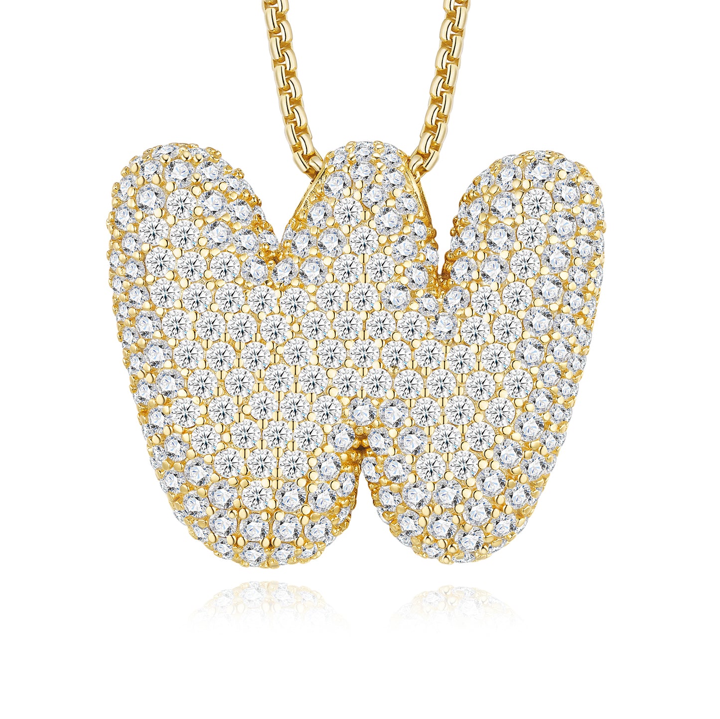 17.7g S925 Gold Plated Bubble Letter Initial Necklace For Women  D Color VVS1 Moissanite Pendant With GRA, Heavy Solid Jewelry Gift Box Set A-Z