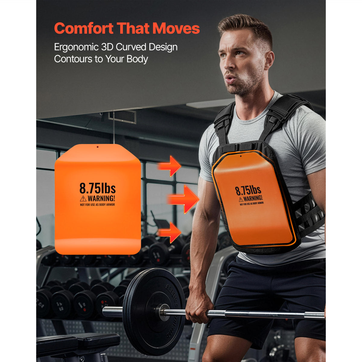 Curved Weight Vest Plates, 8.75 LB Pairs, Premium Steel Tactical Weighted Plates For Vest, Ergonomic Design, For Strength Endurance Training, Running, Jogging, Fitness, Heavy Workouts