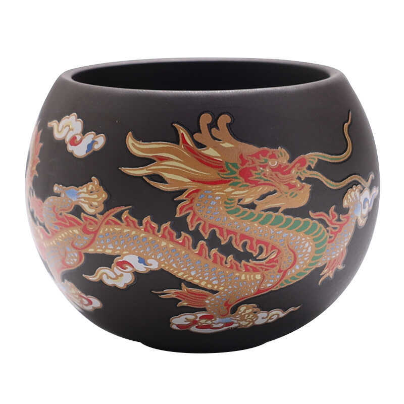 Dragon And Phoenix Auspicious Pattern Color-changing Zisha Teacup, Purple Clay Tasting Cup, Kung Fu Tea Cup And Tea Bowl That Changes Color When Exposed To Heat