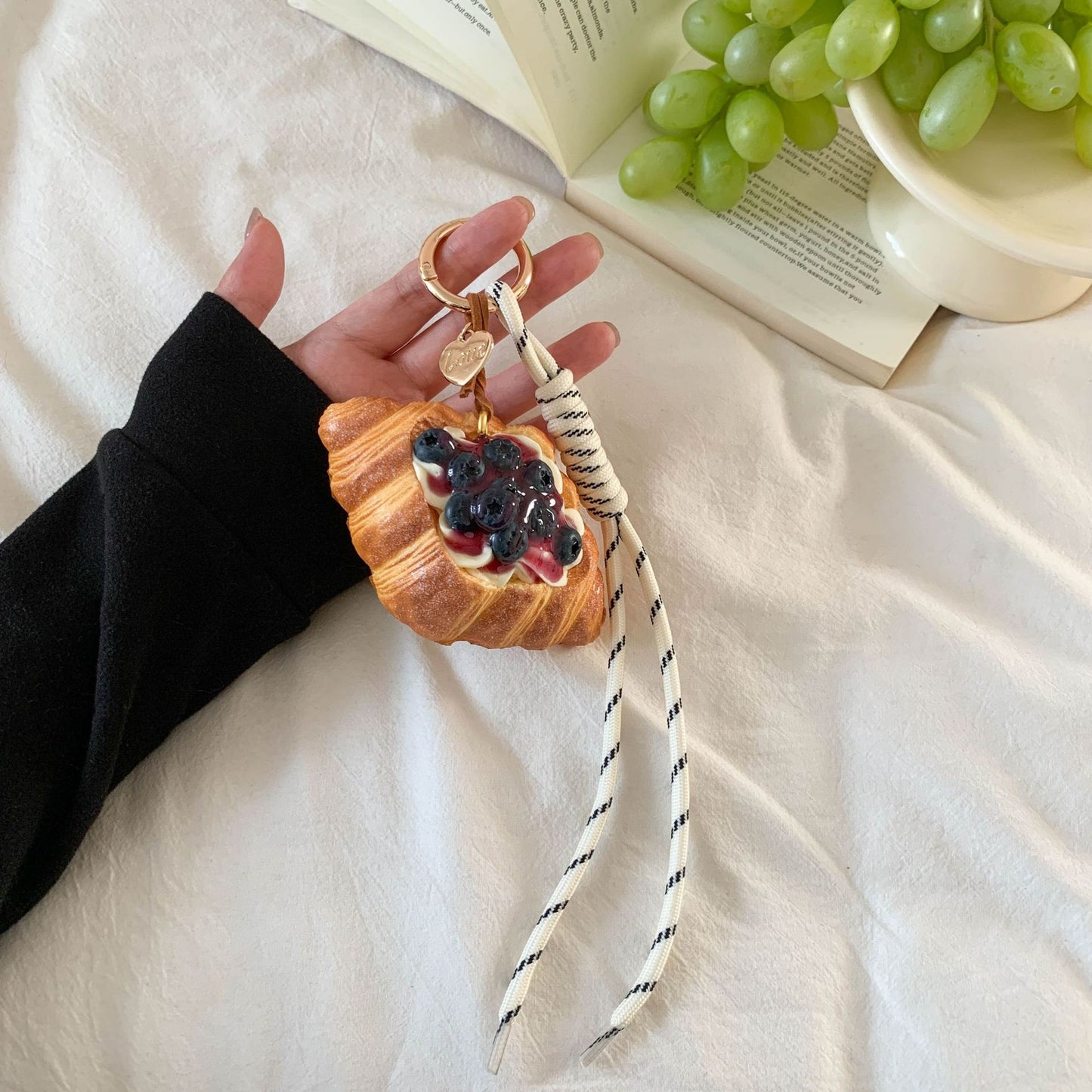 Cozy Afternoon Tea Simulation Fruit Cream Croissant Pendant