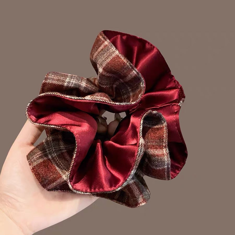 New Year Red Satin Oversized Hair Tie For Women