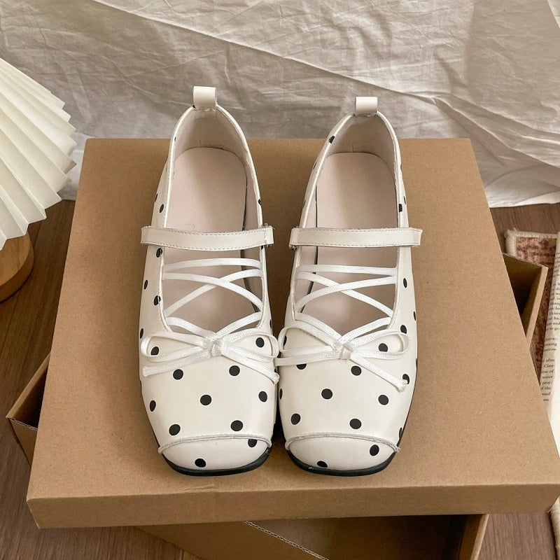 2026 Spring New Women's French Bow Low-Cut Platform Mary Janes, Hidden Lift Soft Sole Flats For Matching Dresses