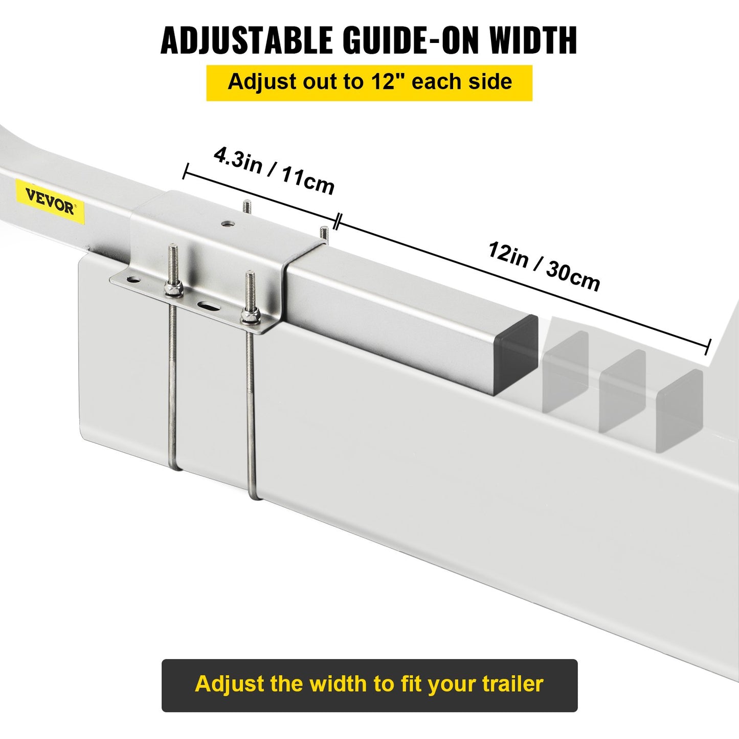 Boat Trailer Guide-on, 60\", 2PCS Steel Trailer Post Guide Ons, With White PVC Tube Covers, Complete Mounting Accessories Included, For Ski Boat, Fishing Boat Or Sailboat Trailer