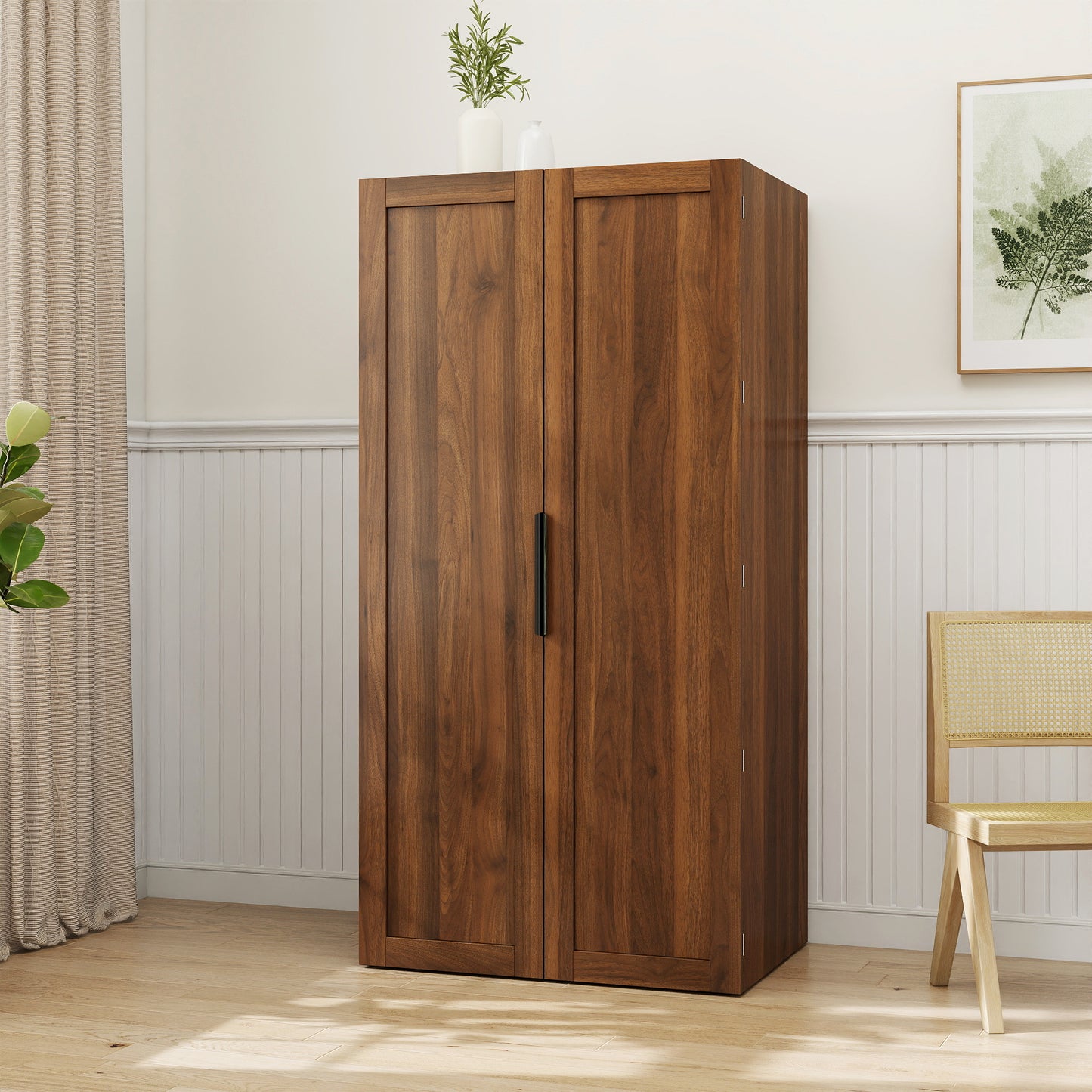 Kitchen Pantry Cabinet, Walnut Freestanding Buffet Cupboards Sideboard With Doors & Shelves, Kitchen Pantry Storage Cabinet For Kitchen, Living Room And Dinning Room