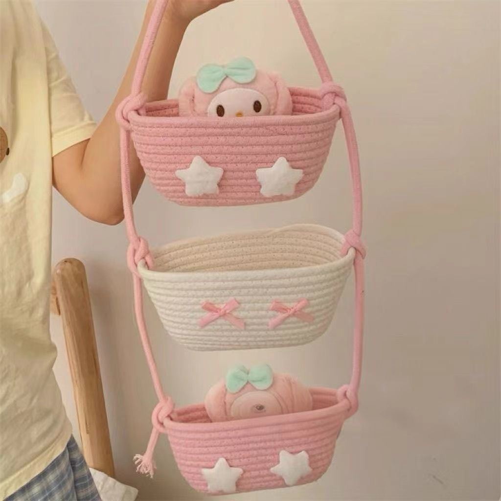 Wall-mounted Three-basket Storage Basket For Dorm Rooms