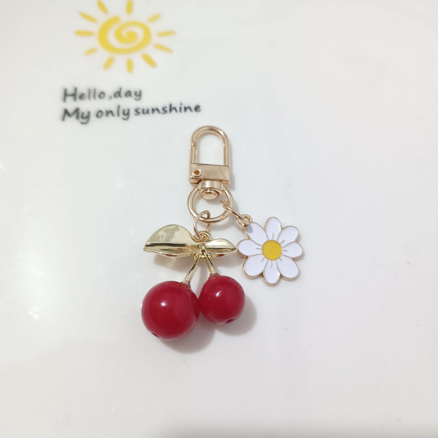 Korean Style K Gold Leaf Cherry Pendant Alloy Accessories Diy
