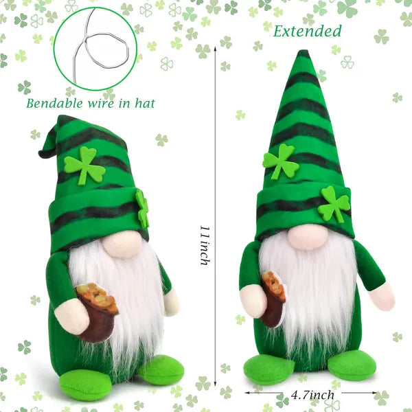 St Patricks Day Gnomes Decorations, 2 Pack Gnomes Plush Lucky Green Shamrock Home Table Decor Ornaments For Irish Saint Patrick's Day