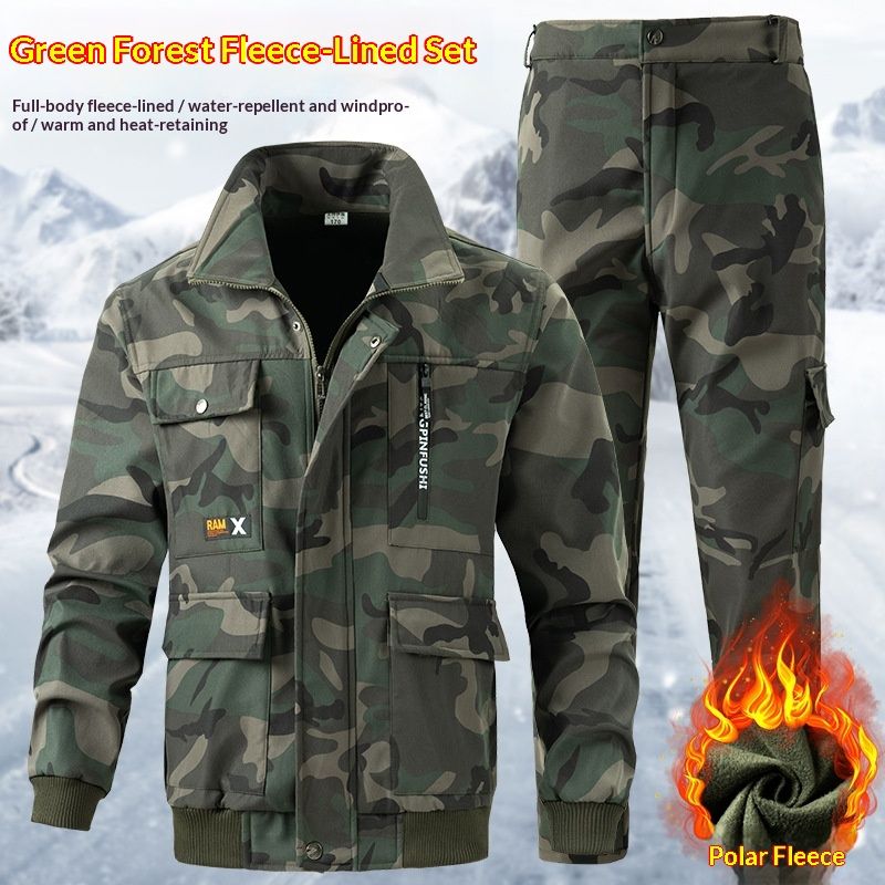 Fleece-lined Heavyweight Outdoor Jacket And Pants Set