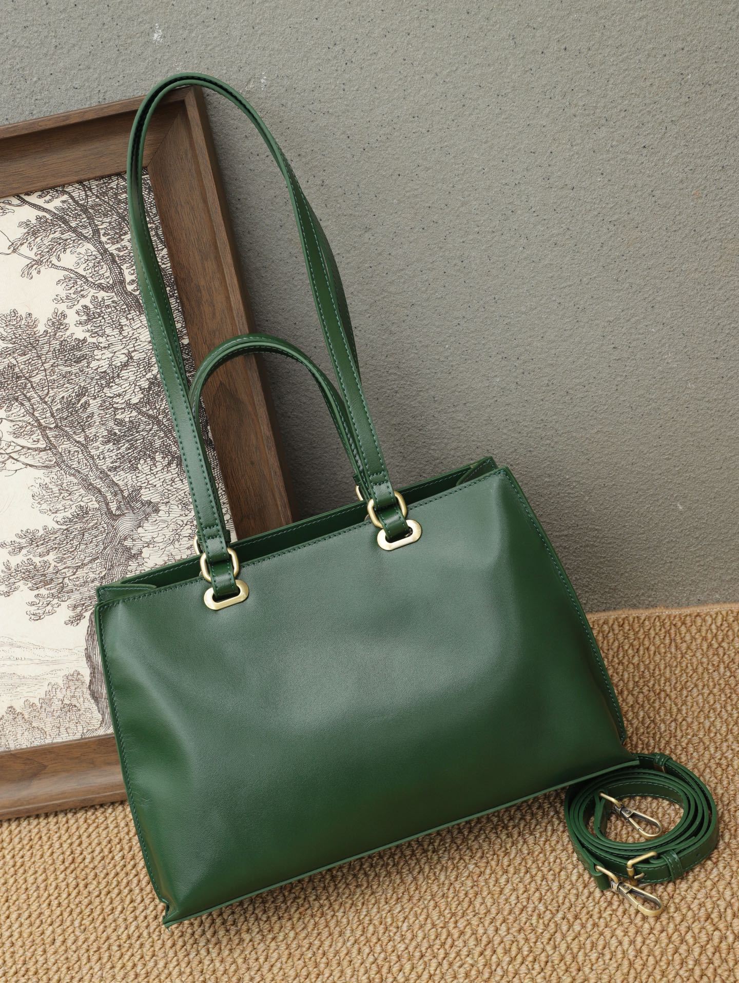 Genuine Leather Women's Bag, Versatile First-Layer Cowhide Underarm Bag, Light Luxury Simple Commuter Fashion Handheld Crossbody Tote