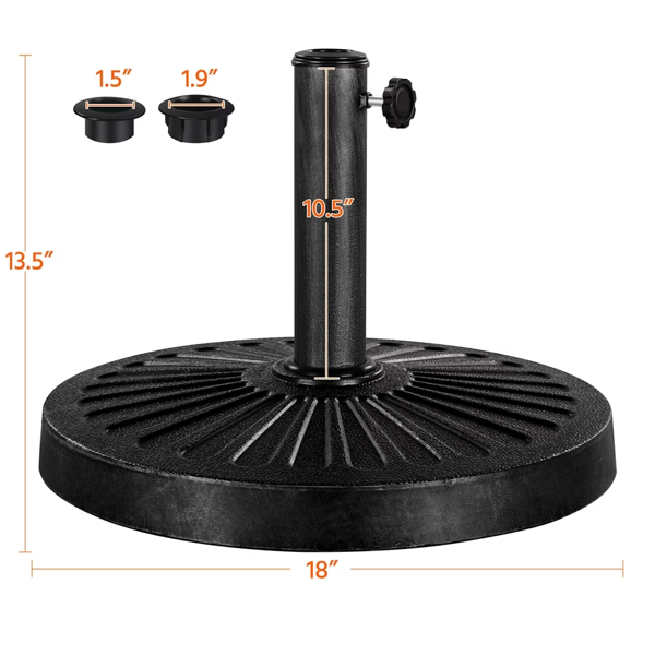 30 Lb Heavy Duty Iron Patio Umbrella Base 18in  For Outdoor, Black  Shipment From Walmart