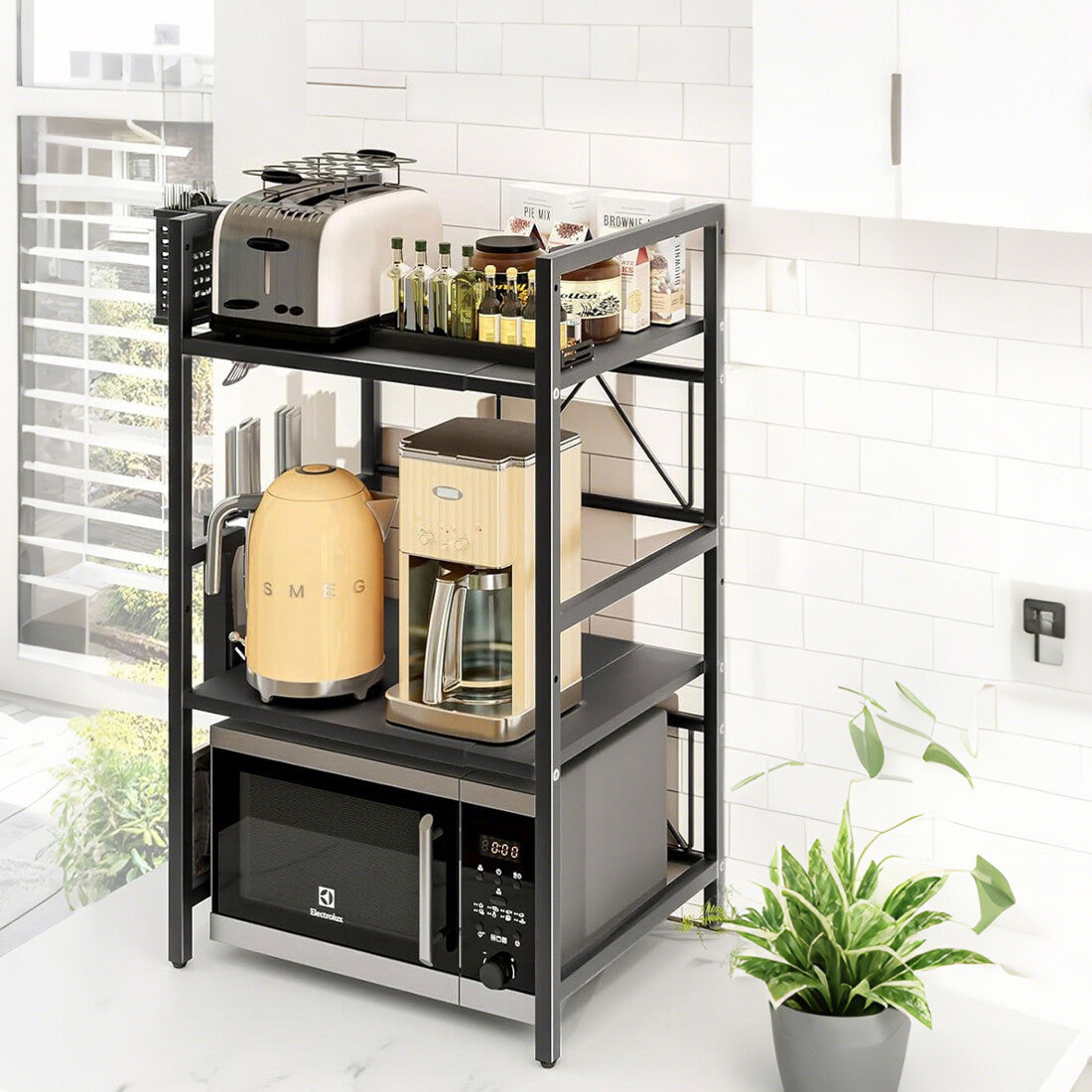 3 Tier Extendable Microwave Oven Rack Heavy Duty Kitchen Stand Storage Shelf UK