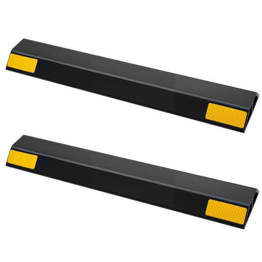 Parking Stopper, 18 Inch 2 Pcs Heavy Duty Parking Aid For Garage, PP Curb Garage Floor Stopper With Reflective Strips, Vehicles Gadgets For Cars Vans Trucks Tire Wheel Guide Block Stops Bumpers