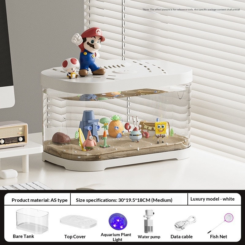 Transparent Plastic Fish Tank Aquarium Terrarium Decoration Office Ornamental Tank Pet Supplies