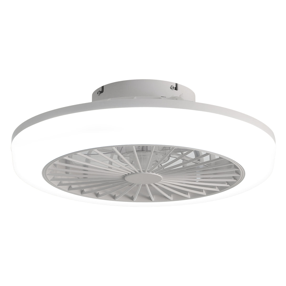 18 Inch Enclosed Ceiling Fan With Light And Remote, Flush Mount Bladeless Modern Low Profile Ceiling Fan For Bedroom Kitchen Dining Room