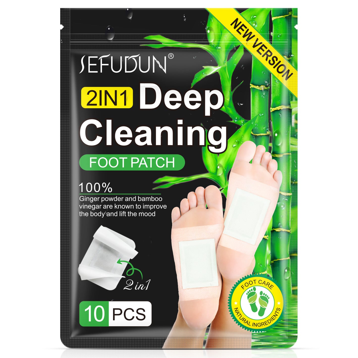 SUFUDUN Foot Massage Care Mugwort Bamboo Charcoal Foot Patches