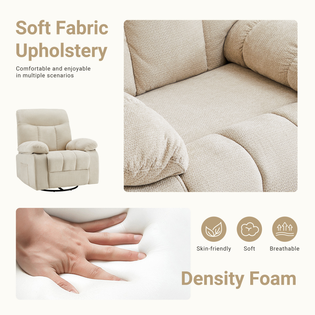 Rocking Chair And Lounge Chair, Rotating Lounge Chair With Vibration Massage And Lumbar Heating