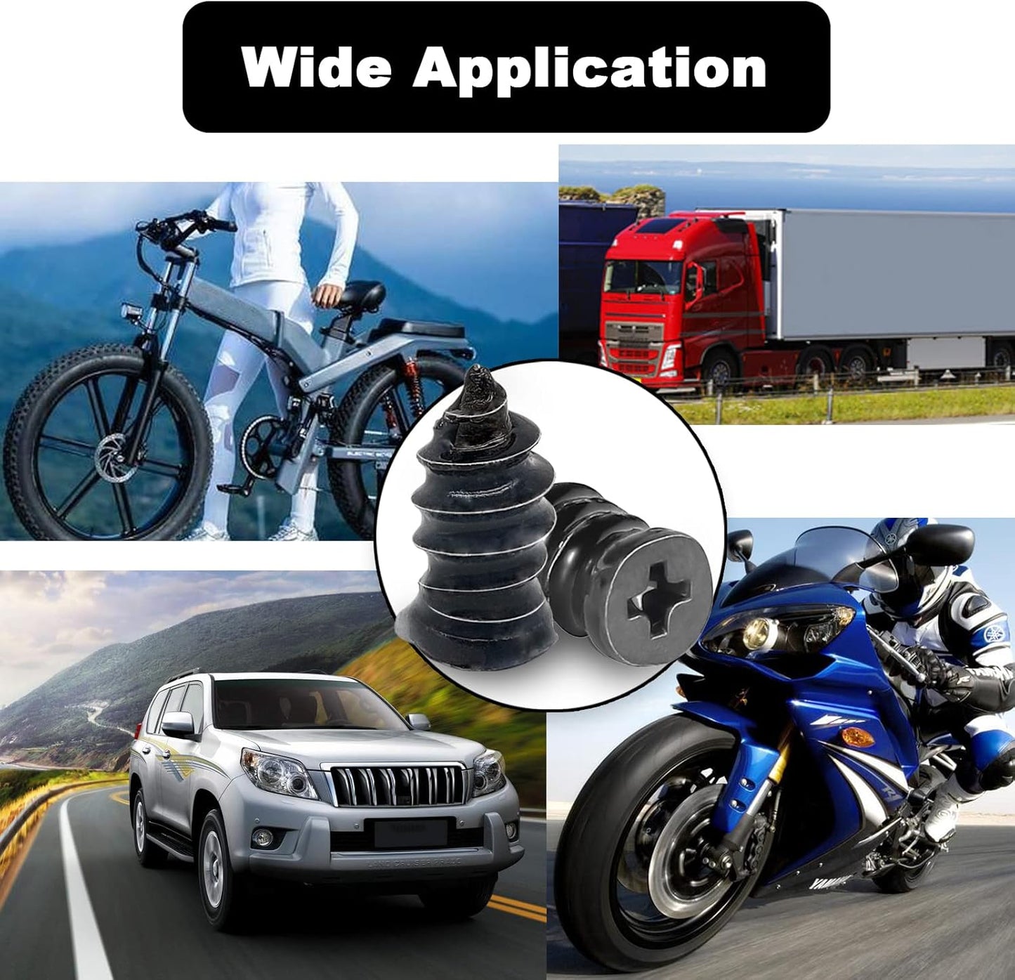 60Pcs Tire Repair Rubber Nail, Rubber Screw Tire Plugs Repair Nail Kit Tires Quick Puncture Repair Tools For Auto Motorcycle, Truck, Tractor Tire Puncture Repair