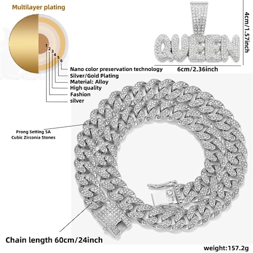 Fashion Hip-hop Accessories Men's Chilled Moissanite Custom Design Letter Letter Cuban Chain Pendant Necklace