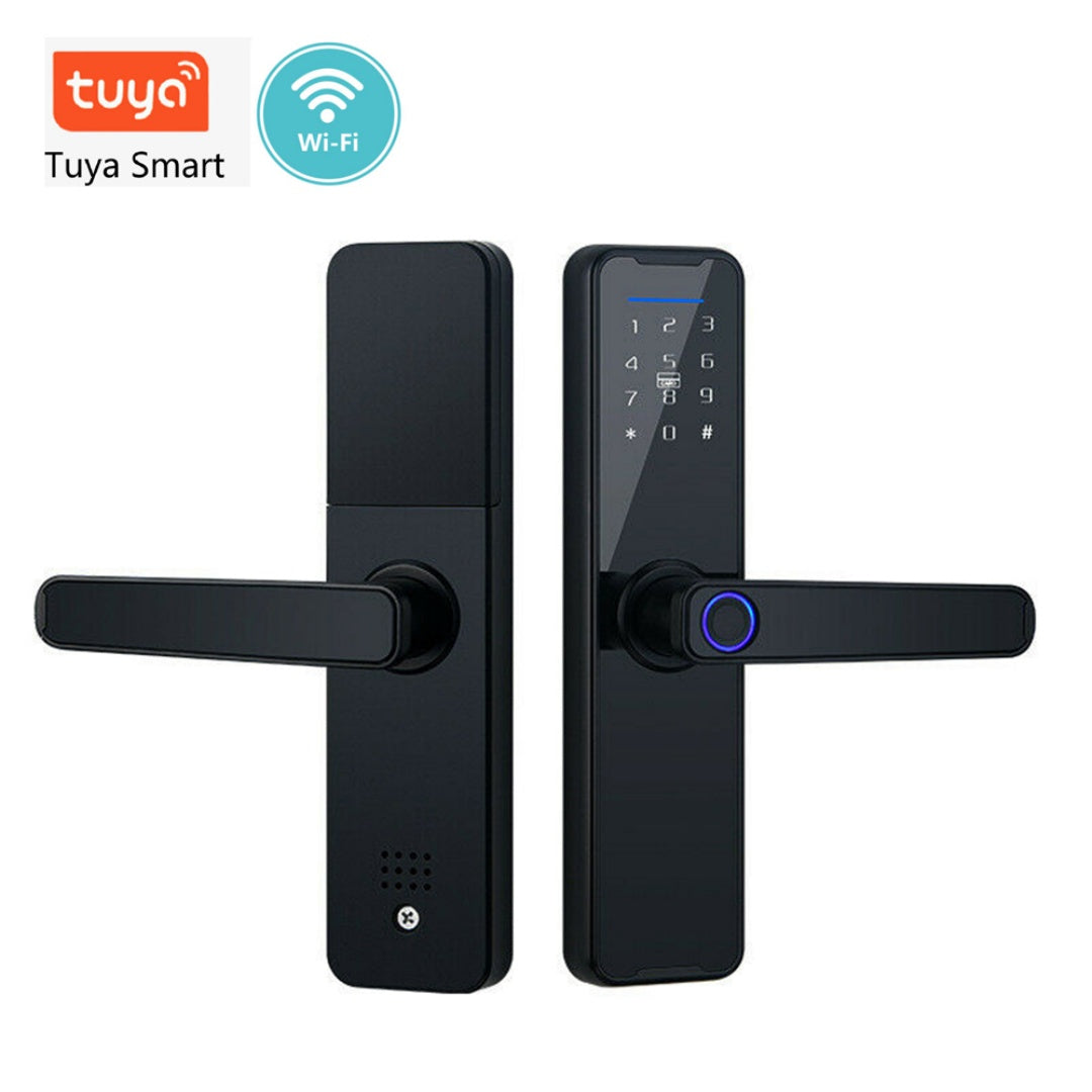 WIFI Digital Smart Door Lock Electronic Fingerprint Password Key Lock-black
