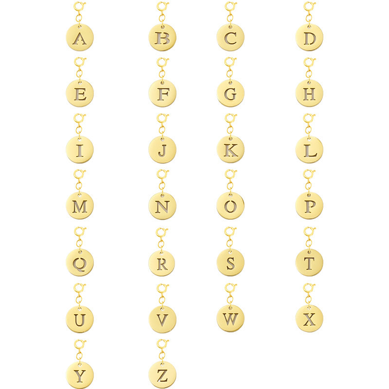Titanium Steel Bracelet And Necklace Accessories 26-letter Charm Pendants Hand-polished In Gold