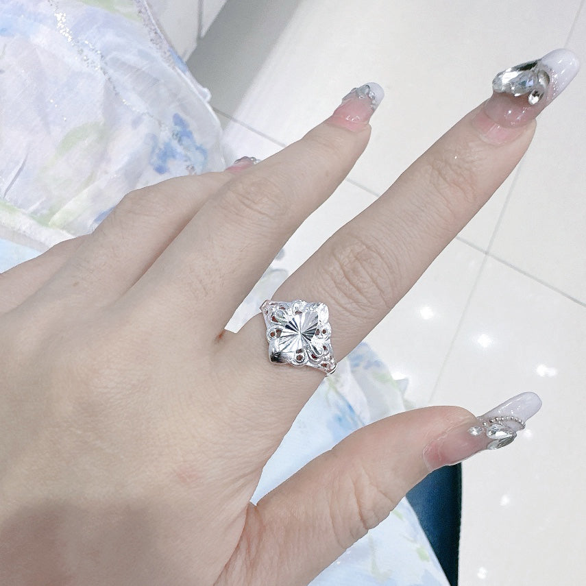 1pc 999 Sterling Silver Assorted Openwork Carved Open Ring, Retro & Elegant Style, Perfect For Daily, Dating & Gifting, Ideal Valentine's Gift