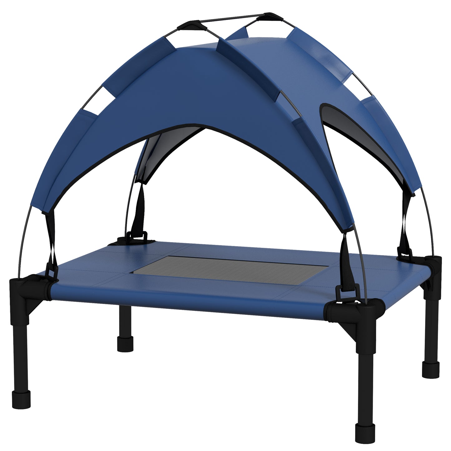PawHut Cooling Raised Pet Bed W/ Washable Breathable Mesh, For Mini Small Dogs, 61 X 46 X 63cm - Dark Blue