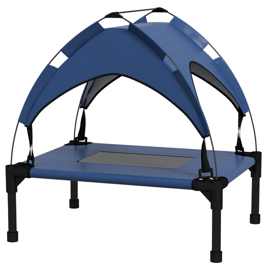 PawHut Cooling Raised Pet Bed W/ Washable Breathable Mesh, For Mini Small Dogs, 61 X 46 X 63cm - Dark Blue