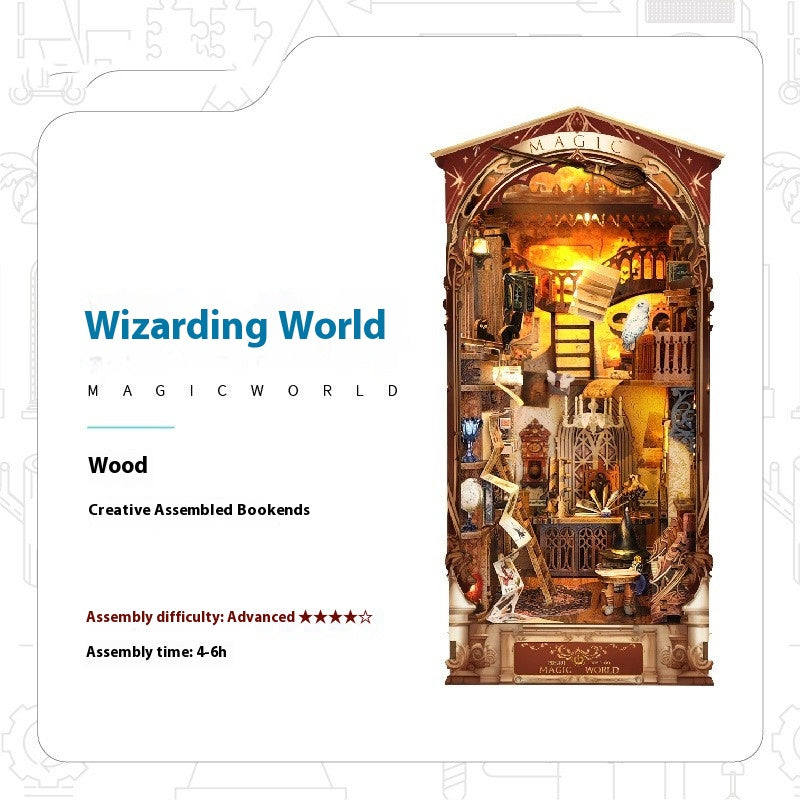 Magic World 3d Diy Cottage Hand-assembled Book Stand Desktop Model Toys For Holiday Gifts