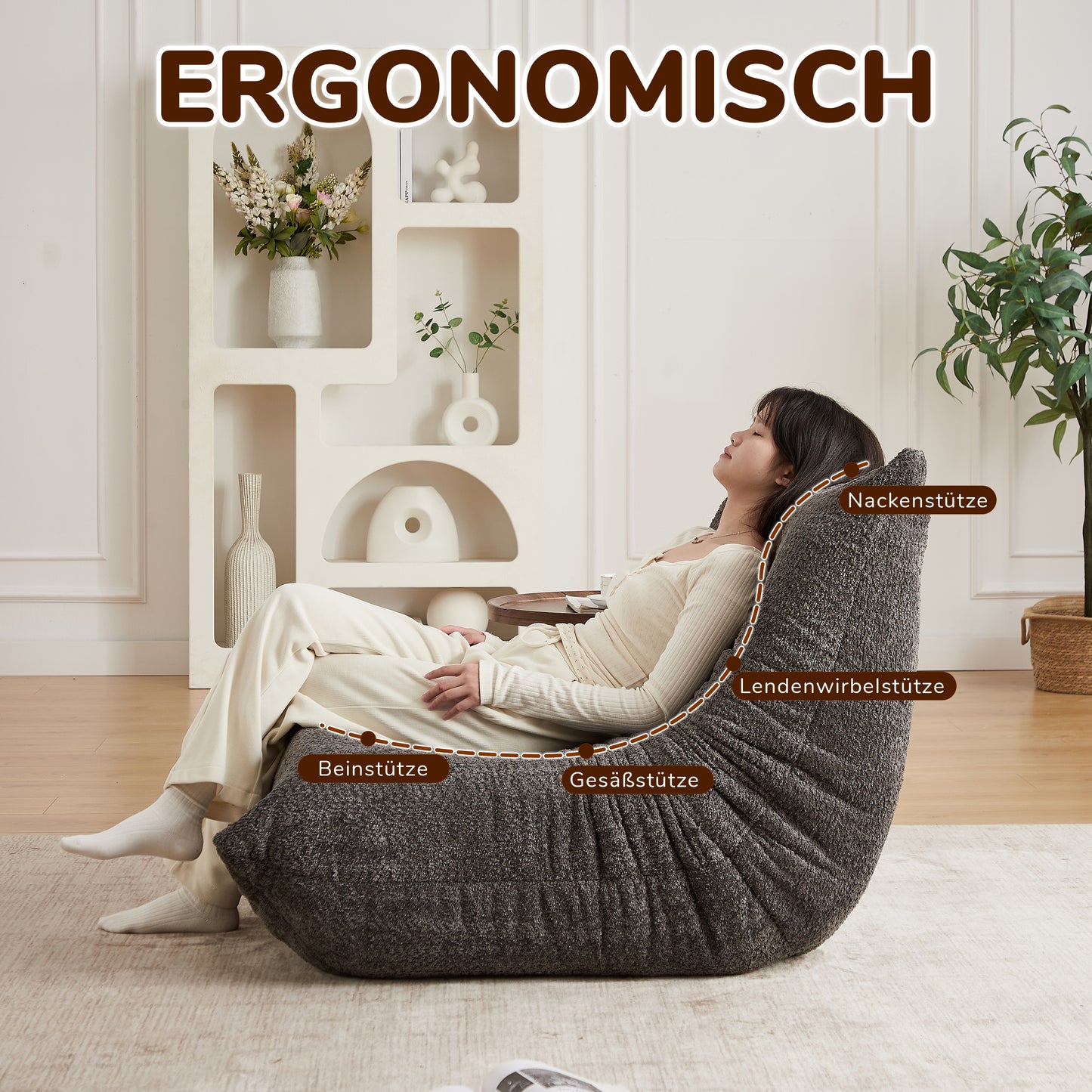Chenille Caterpillar Sponge-Padded Sofa, Floor-Level Lounge Chair, Armless Decorative Chair, Fireplace Lounge Chair, And Comfortable Floor-Level Sofa For Living Rooms, Bedrooms, Game Rooms, And Office
