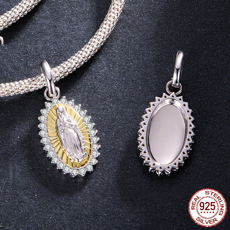 Silver Ziyun Original S925 Sterling Silver Virgin Mary Pendant Ornaments Accessories Cross-border Fashion Mother Love Diy Beaded