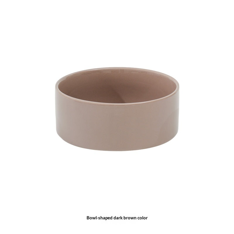 Solid Color Minimalist Home Use Ceramic Cat Food Feed Bowl