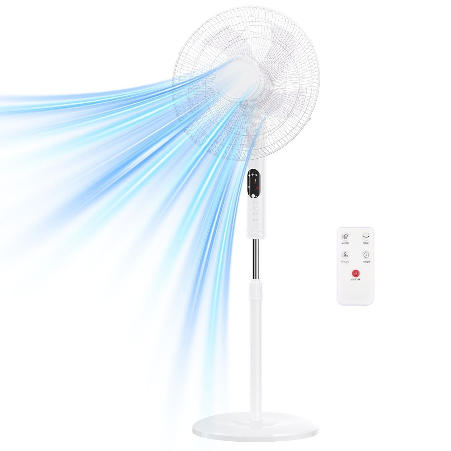 Remote Control Quiet Standing Fan, Oscillating Pedestal Fan With Adjustable Height, Timer And Multiple Modes For Bedroom Office