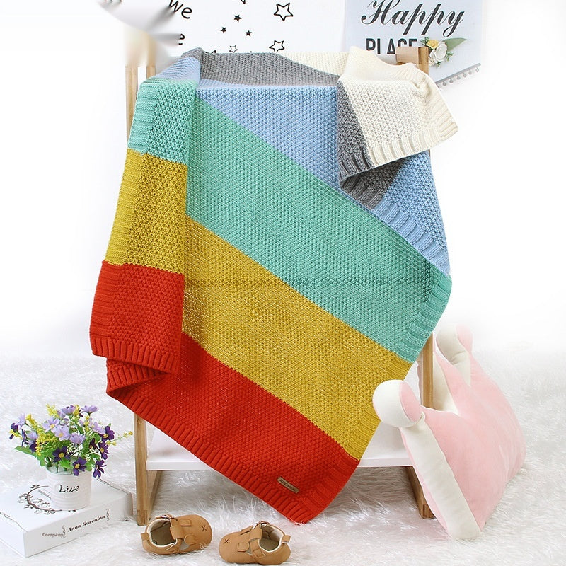 INS Best-selling Knitted Rainbow Swaddle Blanket For Boys And Girls