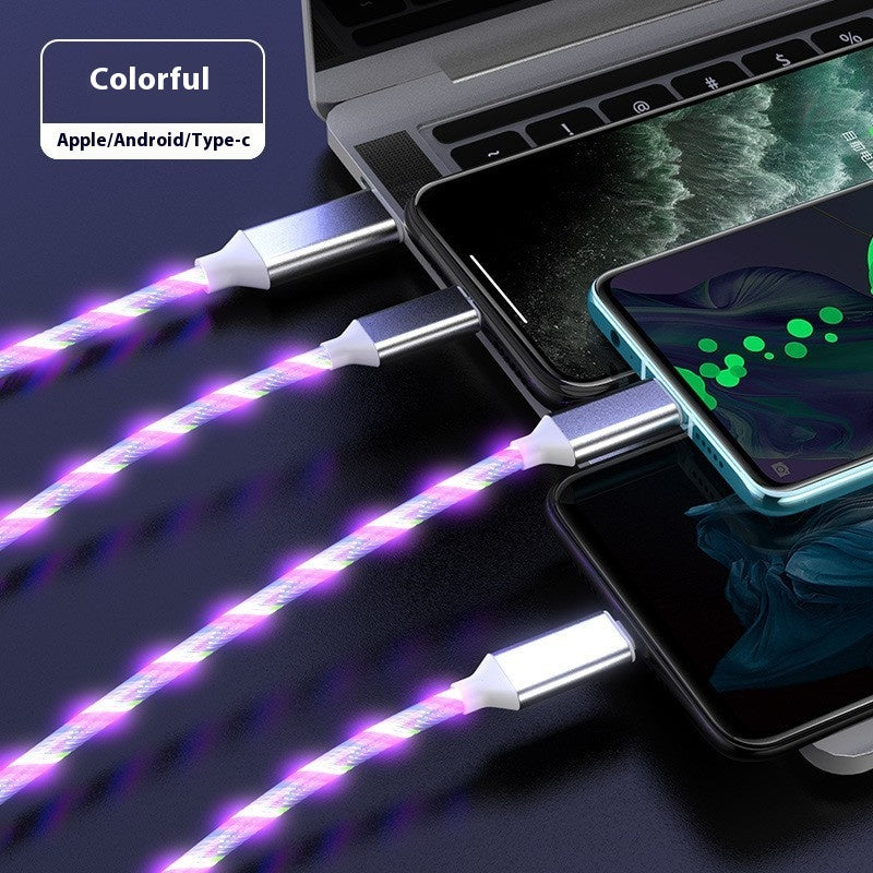 One Drag Three Streamer Data Cable Colorful Multifunctional Car Charging Cable