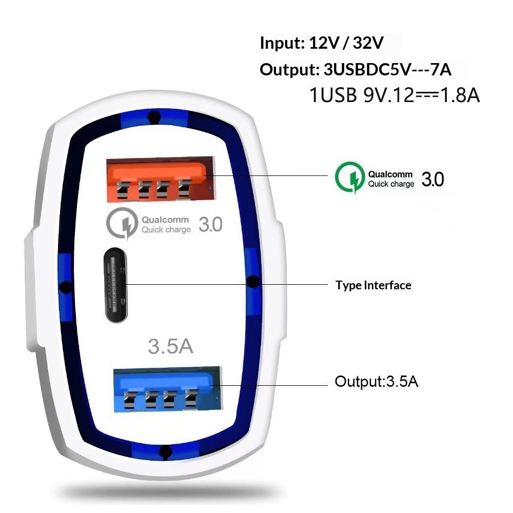 In-car Smart Charging Type-C Fast Charger For Vehicles