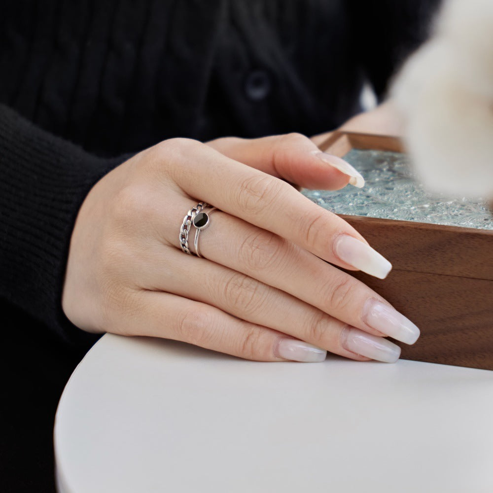 Women's Korean-style S925 Sterling Silver Ring Minority Simple