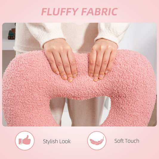 Armless Computer Desk Chair, Office Task Chair, Teddy Fleece Heart Makeup Vanity Chair With Swivel Wheels