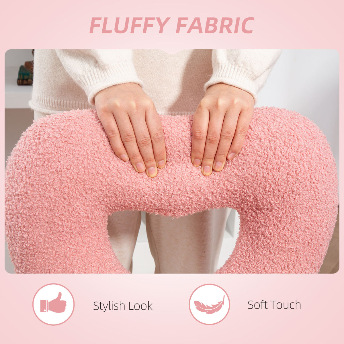 Armless Computer Desk Chair, Office Task Chair, Teddy Fleece Heart Makeup Vanity Chair With Swivel Wheels