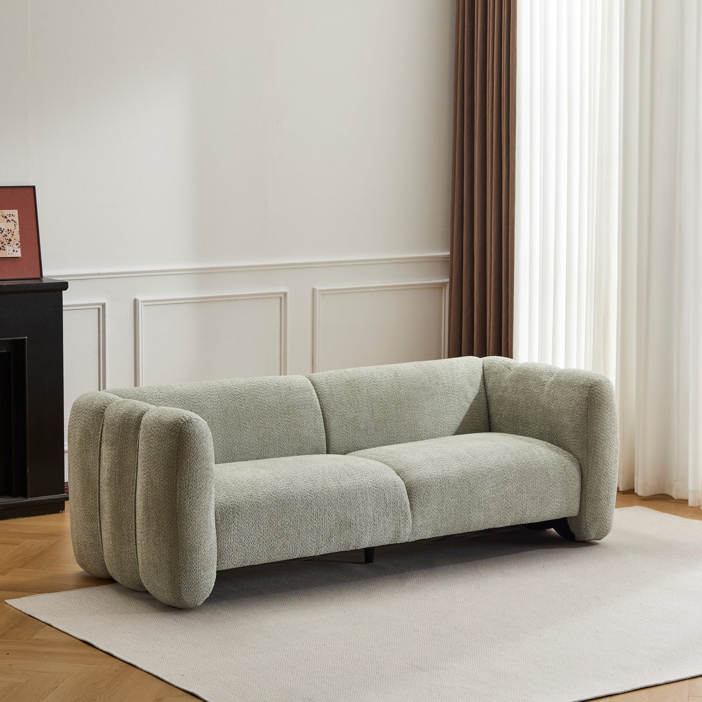 Tonson 83  3-Seater Sofa,Wave Design, Living Rooms,Bedrooms,Apartment Office,Light Green