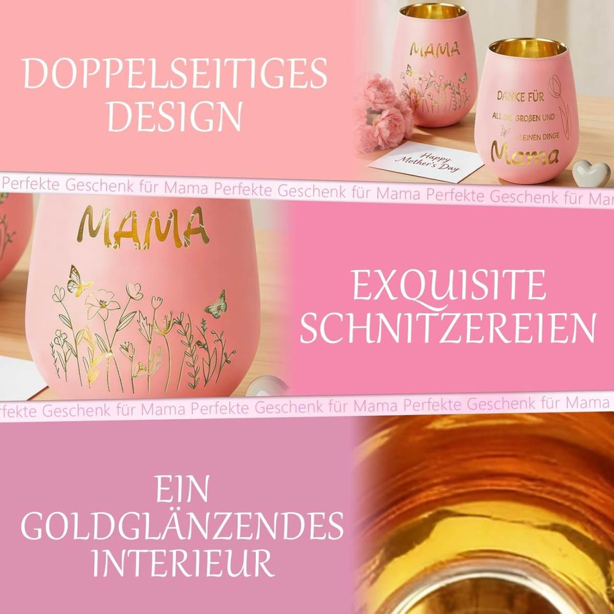 Pink Glass Candle Holder – Lantern-Shaped, With “MAMA” Engraving, As A Gift For Women