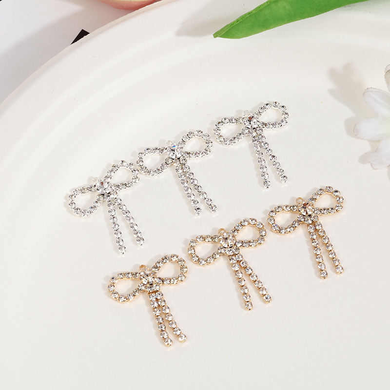 Fashion Simple Elegant Alloy Bow Shape Rhinestone Inlaid Accessories