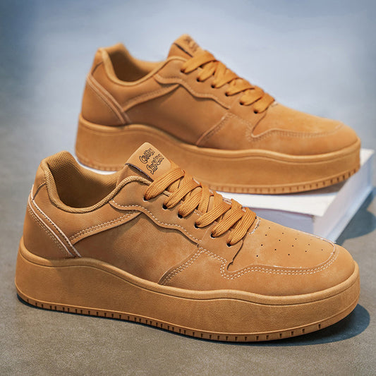 Bestseller Vintage Men's Skate Shoes, 2026 Summer New Arrival Wheat Color Casual Sneakers, Soft Sole Fashion Versatile Athletic Shoes For Men