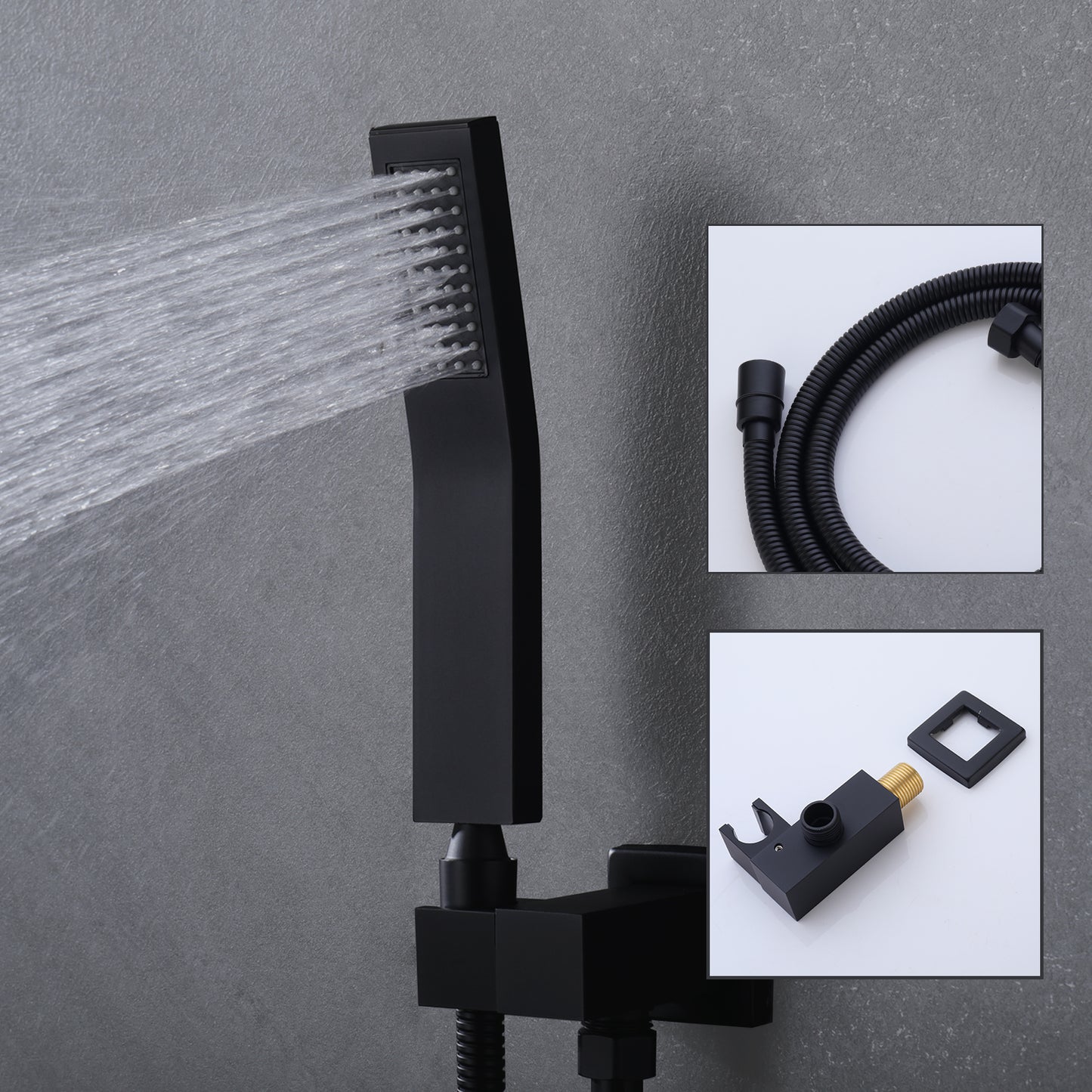 Matte Black Shower System  Wall Mount Shower Faucet Set For Bathroom 10 Inch High Pressure Luxury Shower Head With Handheld, Rough-in Valve Body And Trim Included