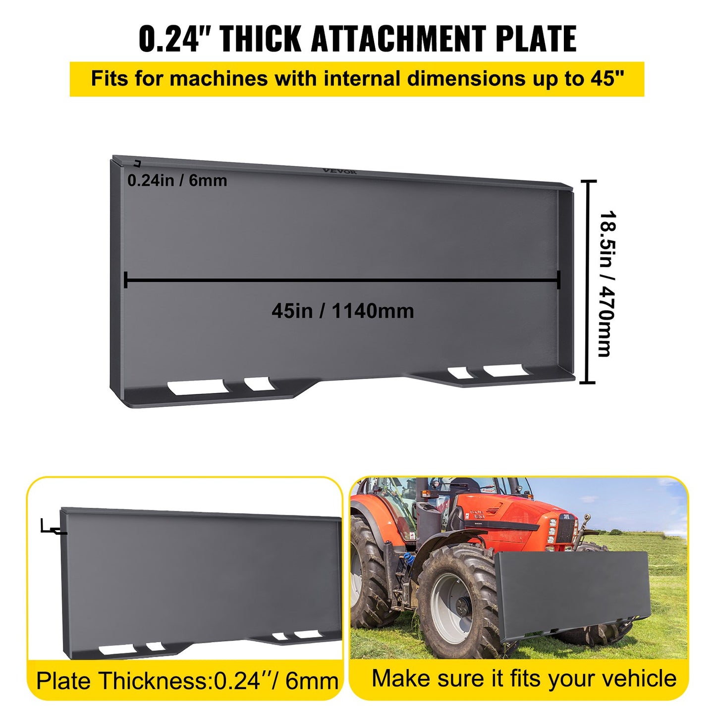 Skid Steer Mount Plate Thick Skid Steer Attachment Plate Steel Quick Attachment Loader Plate With 3 Additional Welding Rods Easy To Weld Or Bolt To Different Accessories