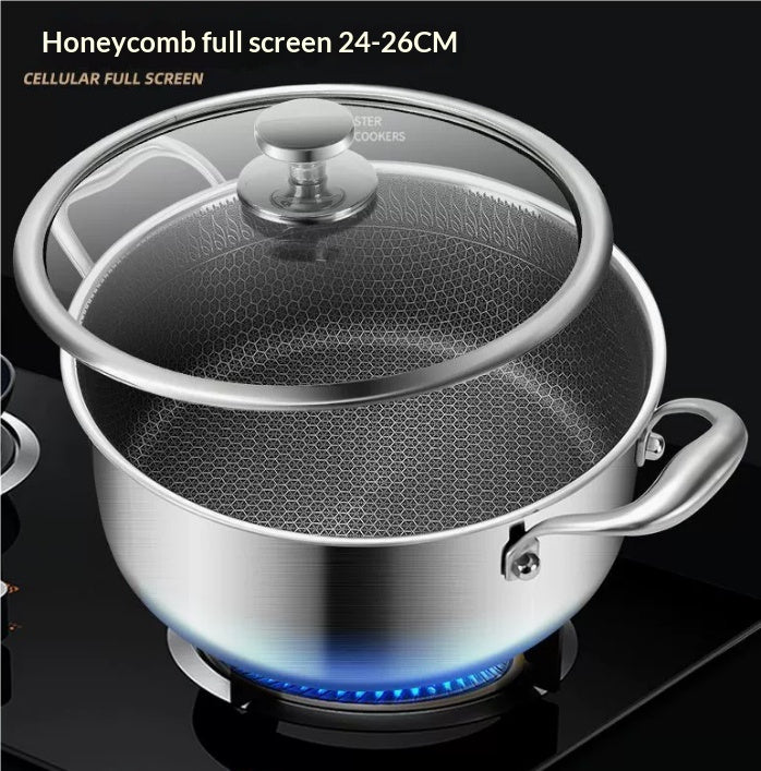 Stainless Steel Soup Uncoated For Home Use Steaming And Stewing Pot With Lid